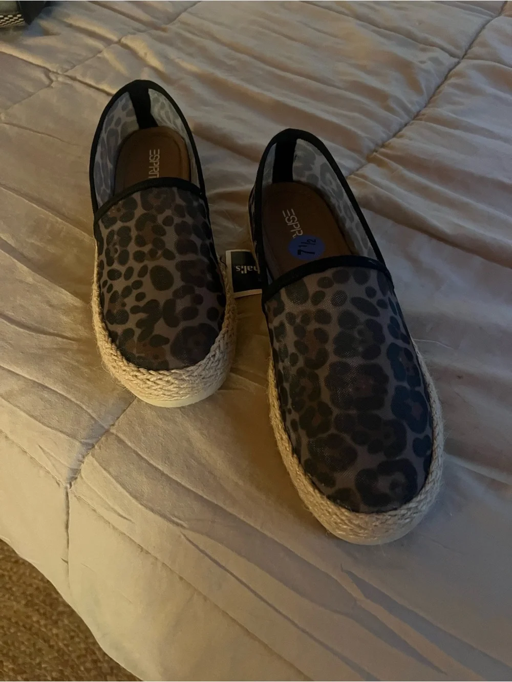 Leopard Print Espadrille Slip-Ons - Women's Casual Flats